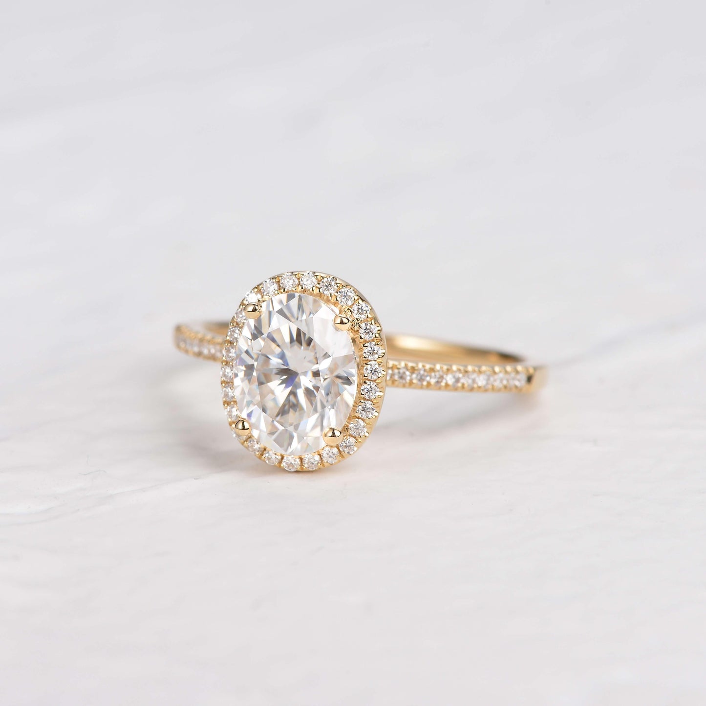 1.91 CT Oval Cut Halo Pave Moissanite Engagement Ring