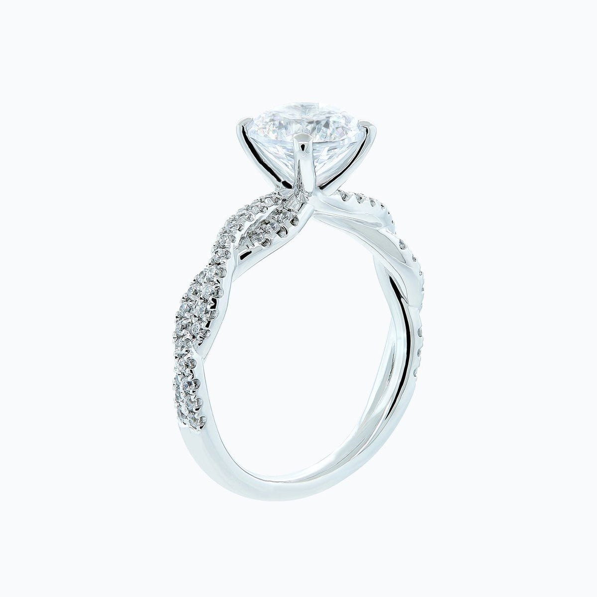 1.50 CT Round Twisted Pave Lab Grown Diamond Engagement Ring