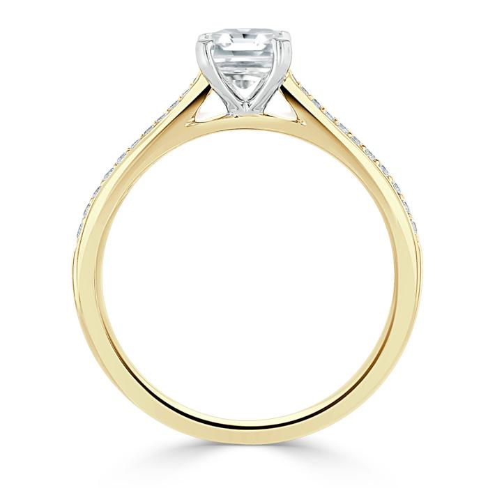 0.75 CT Radiant Cut Solitaire Hidden Halo/ Pave Setting Moissanite Engagement Ring