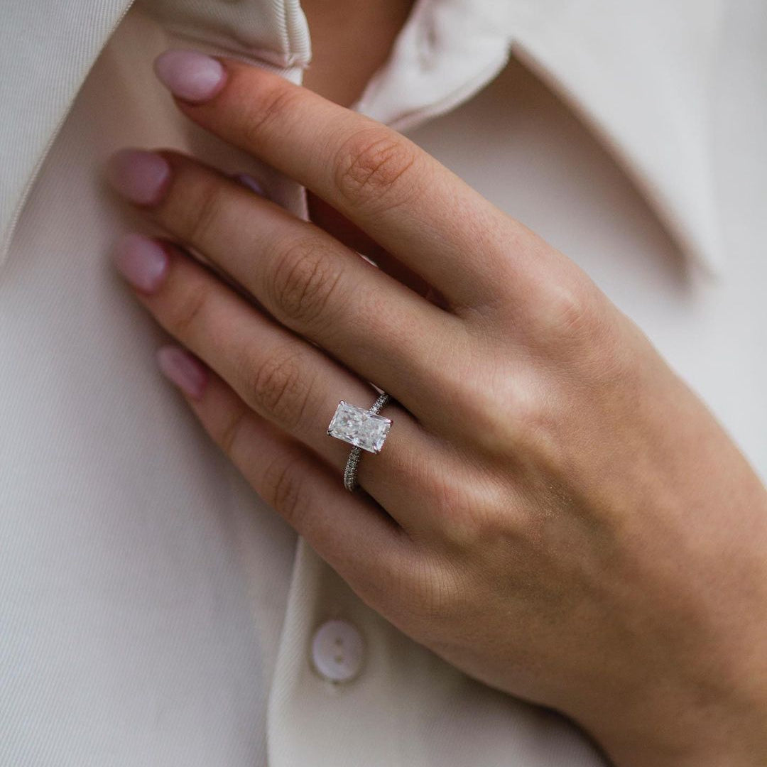 3 CT Radiant Pave Lab Grown Diamond Engagement Ring