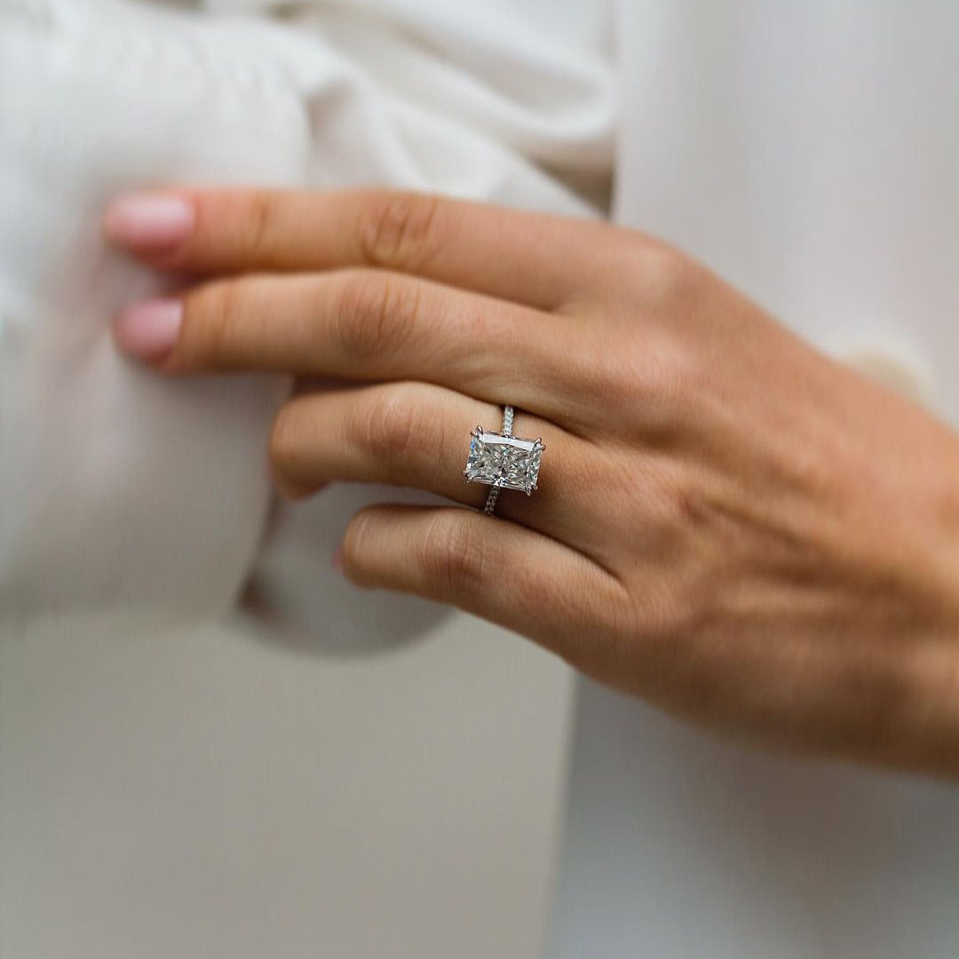 4.1 CT Radiant Pave Lab Grown Diamond Engagement Ring