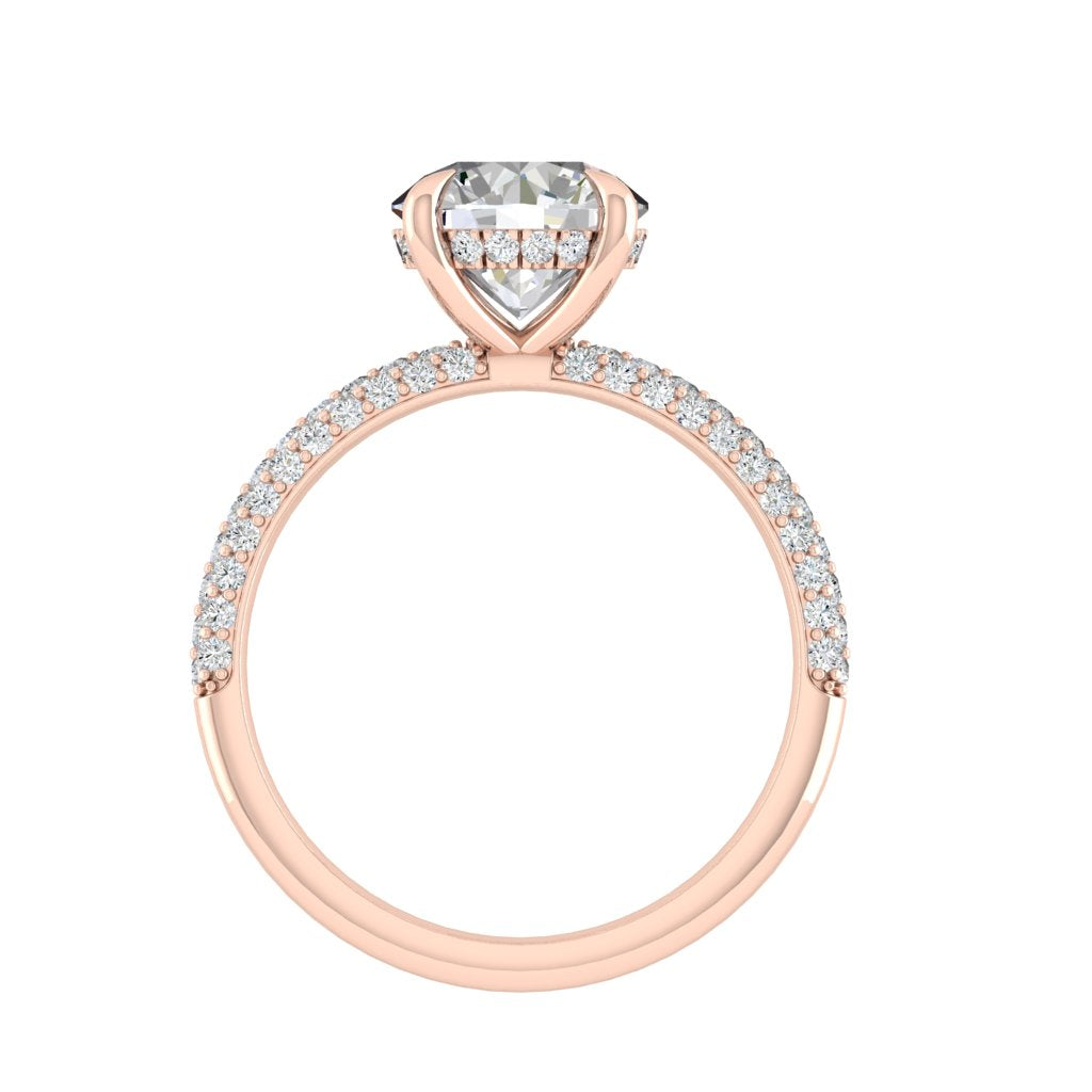 1.85 CT Round Cut Hidden Halo Pave Moissanite Engagement Ring