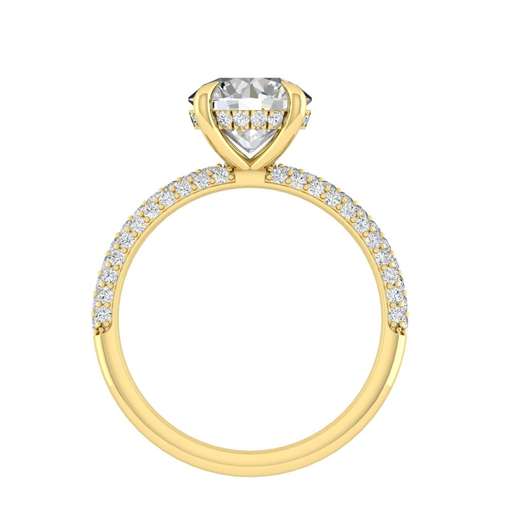 1.85 CT Round Cut Hidden Halo Pave Moissanite Engagement Ring