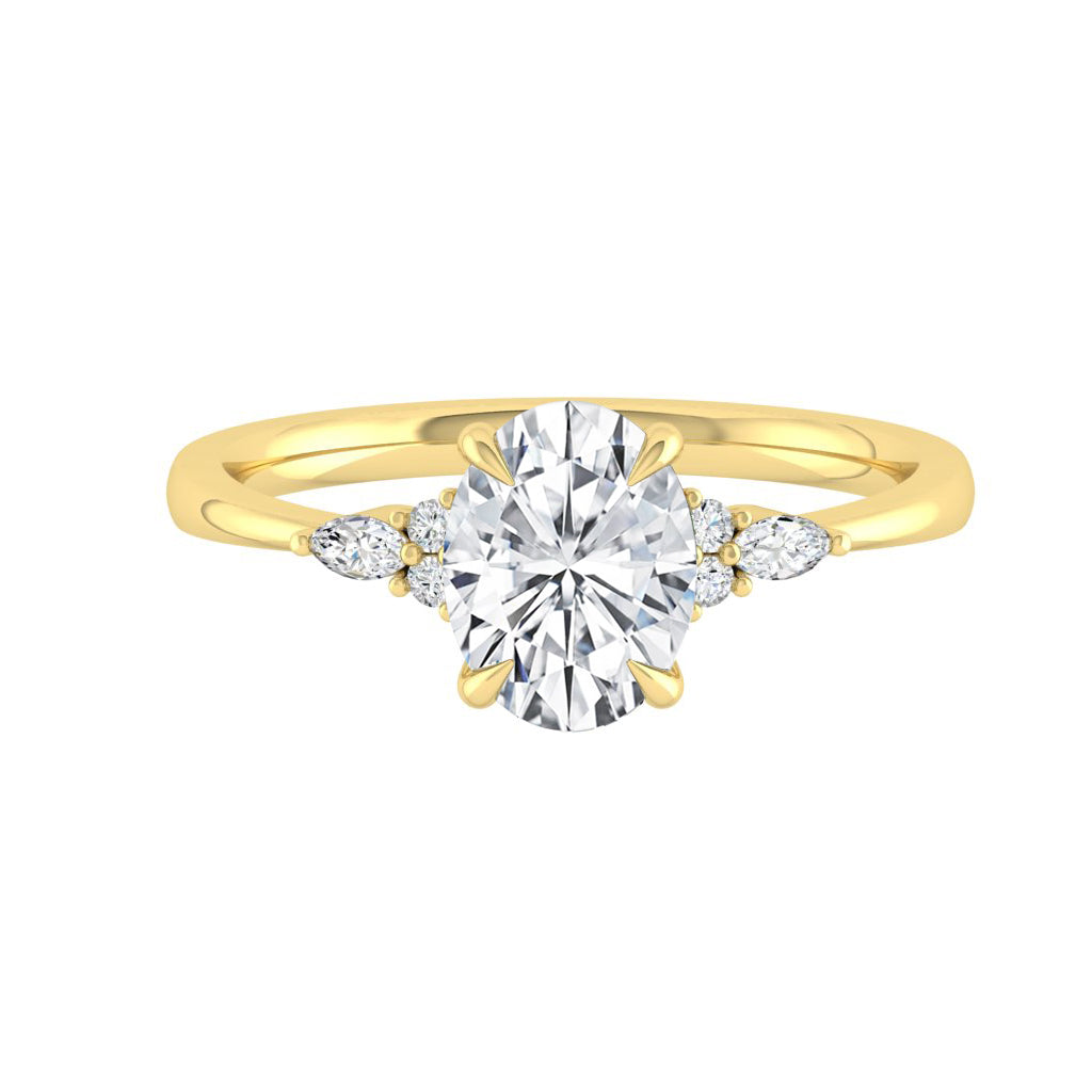 1.91 CT Oval Cut Cluster Moissanite Engagement Ring