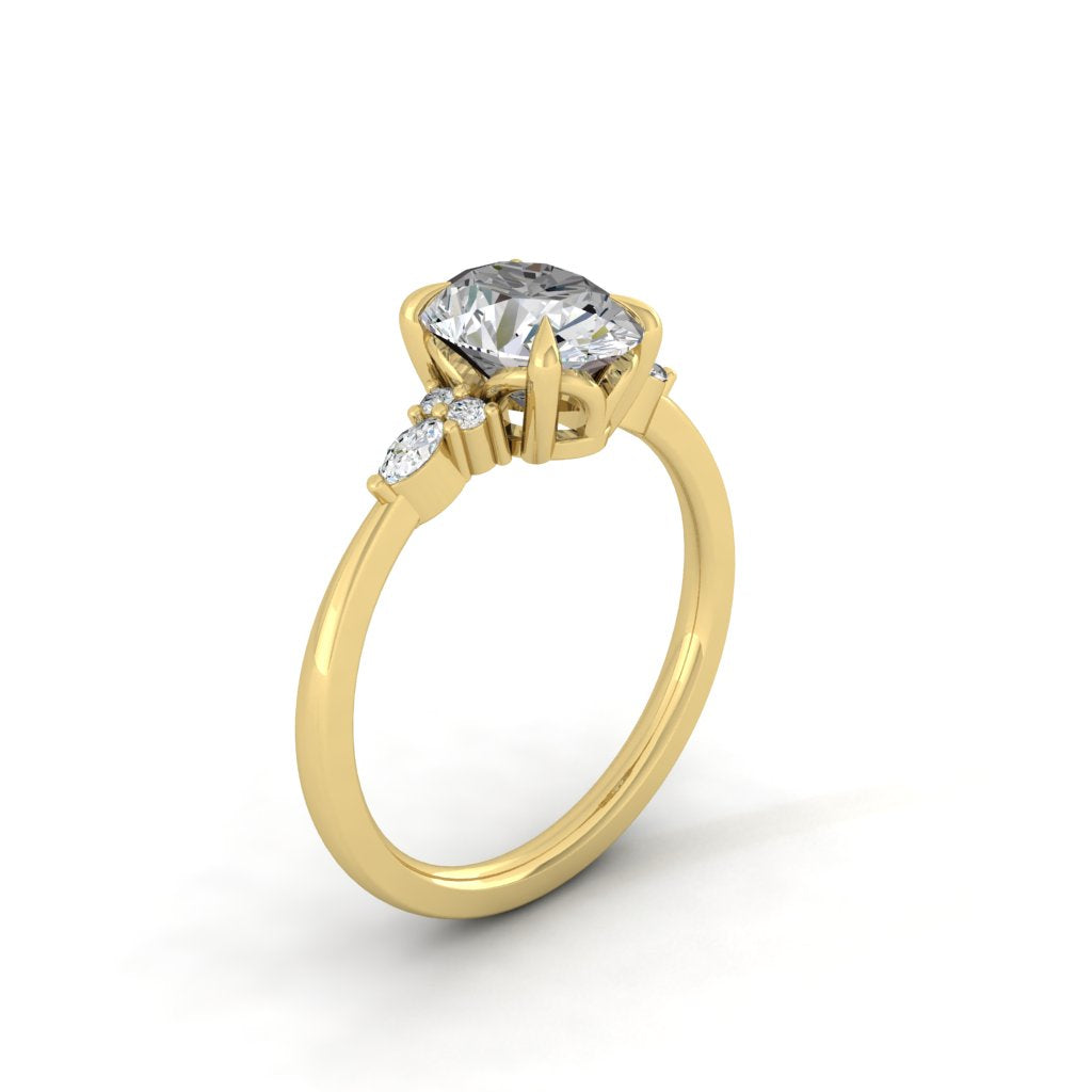 1.91 CT Oval Cut Cluster Moissanite Engagement Ring