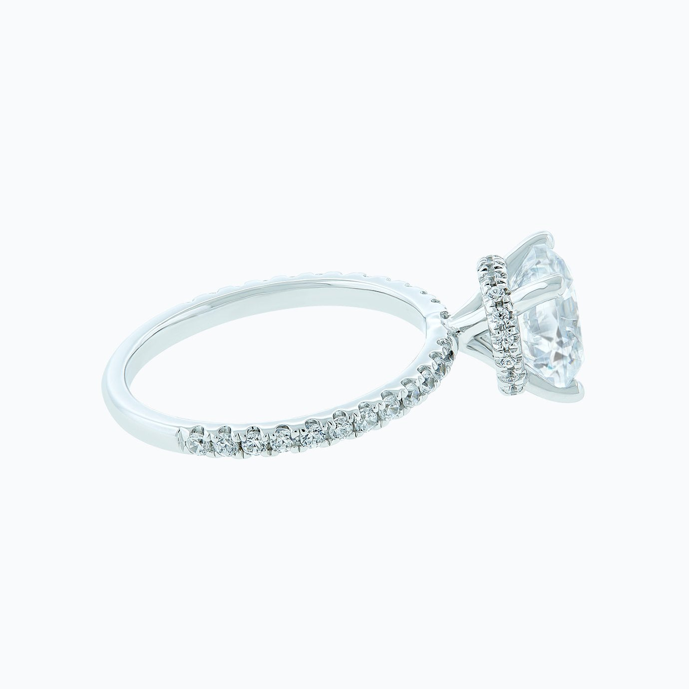2.0 CT Round Shaped Moissanite Hidden Halo Engagement Ring
