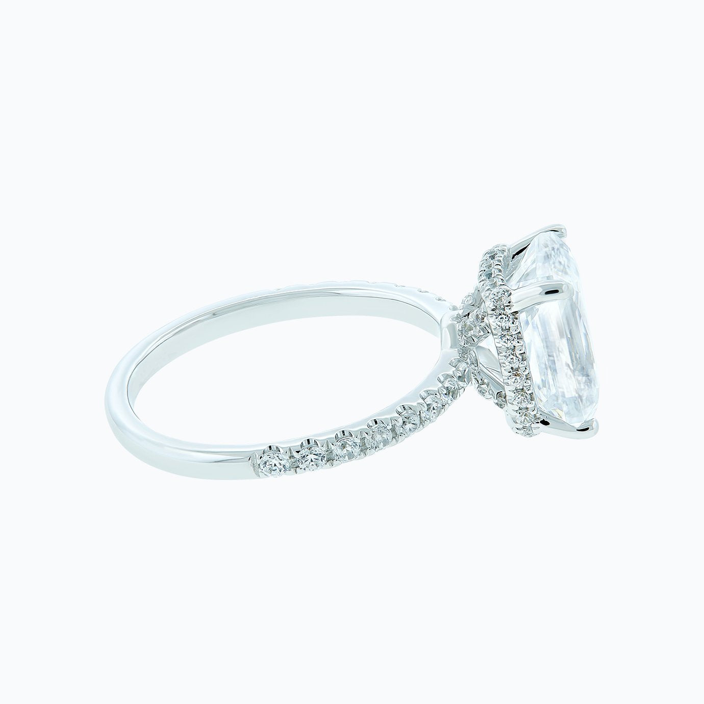 3.0 CT Radiant Shaped Moissanite Solitaire Pave Setting Engagement Ring