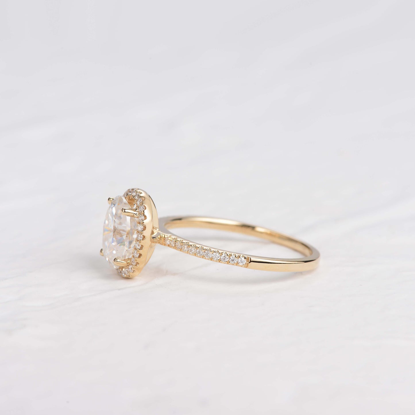 1.91 CT Oval Cut Halo Pave Moissanite Engagement Ring