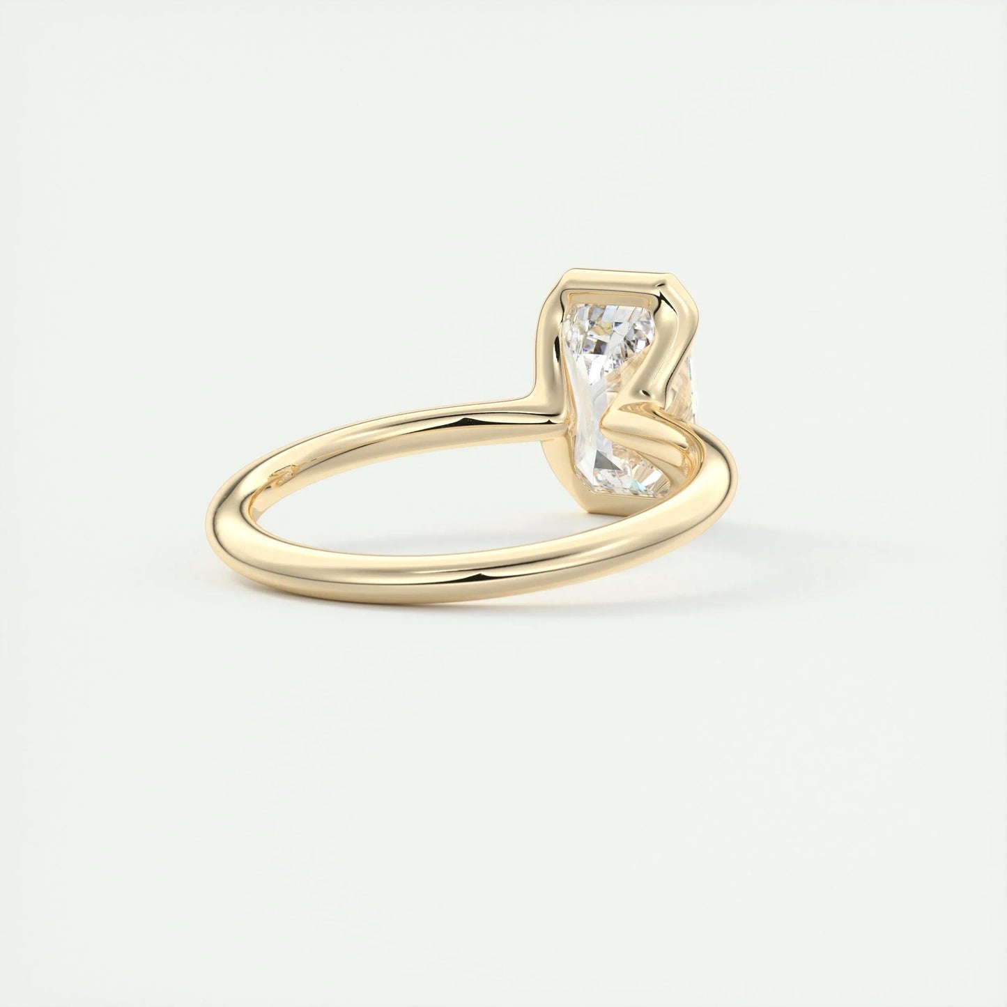 1.91 CT Emerald Half Bezel Solitaire Moissanite Engagement Ring