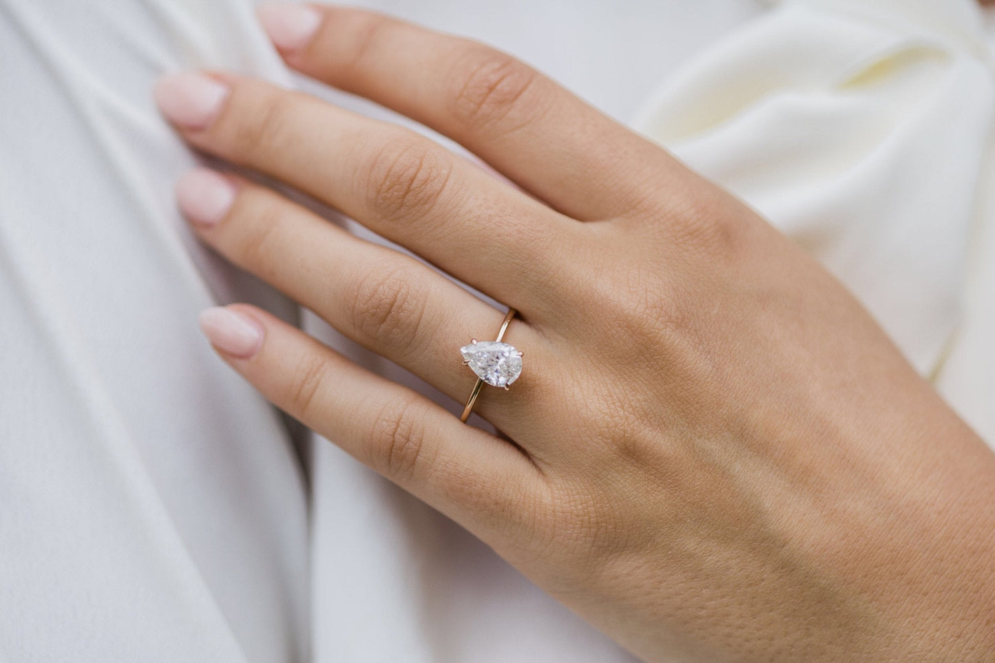 2.0 CT Pear Solitaire Moissanite Engagement Ring