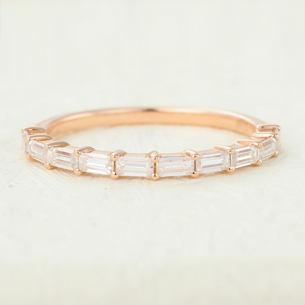 0.60 CT Baguette Shaped Moissanite Bar Style Wedding Band