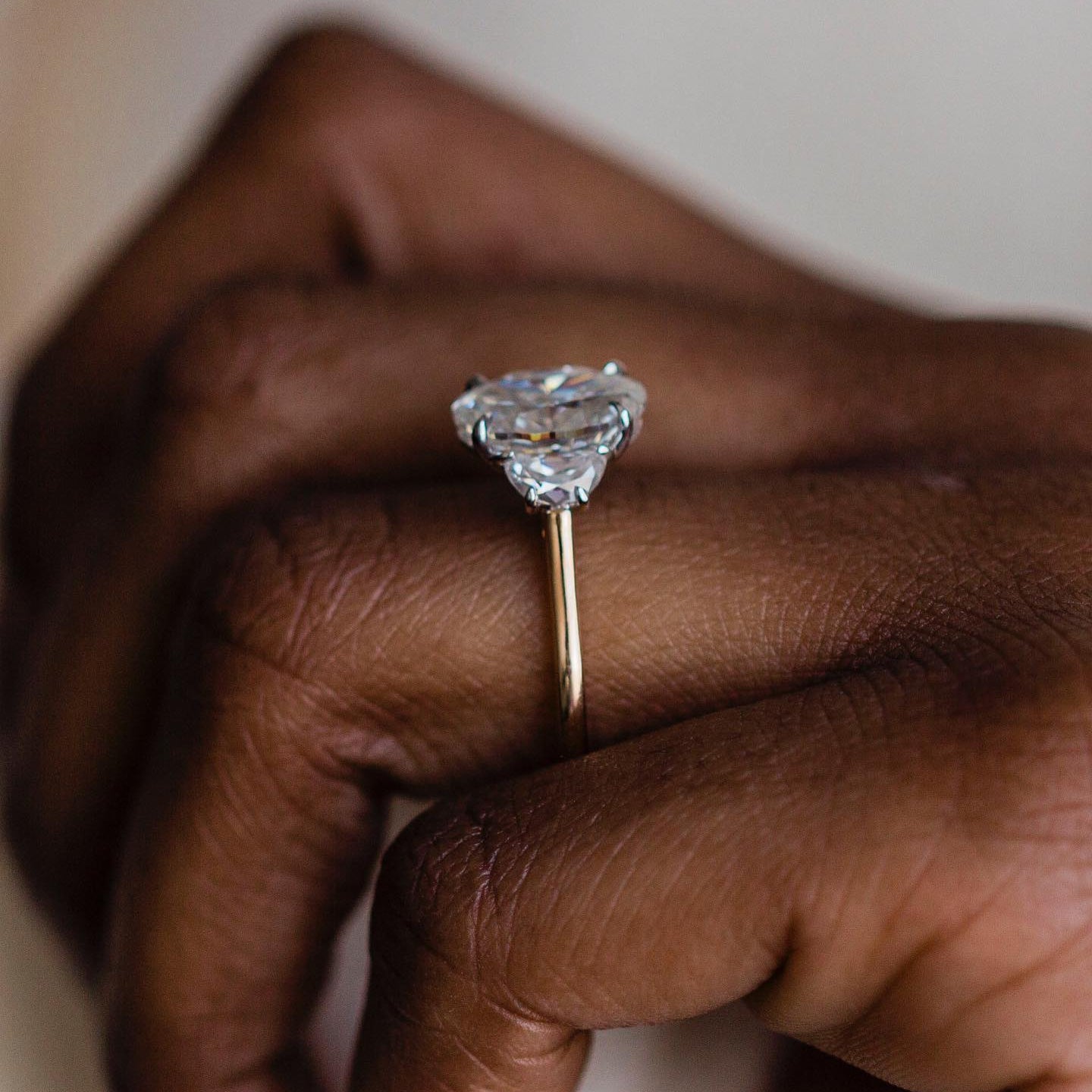 2.2 CT Oval Three Stone Lab Grown Diamond Engagement Ring