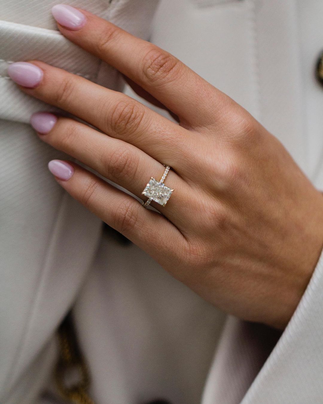3.55 CT Radiant Hidden Halo Moissanite Engagement Ring