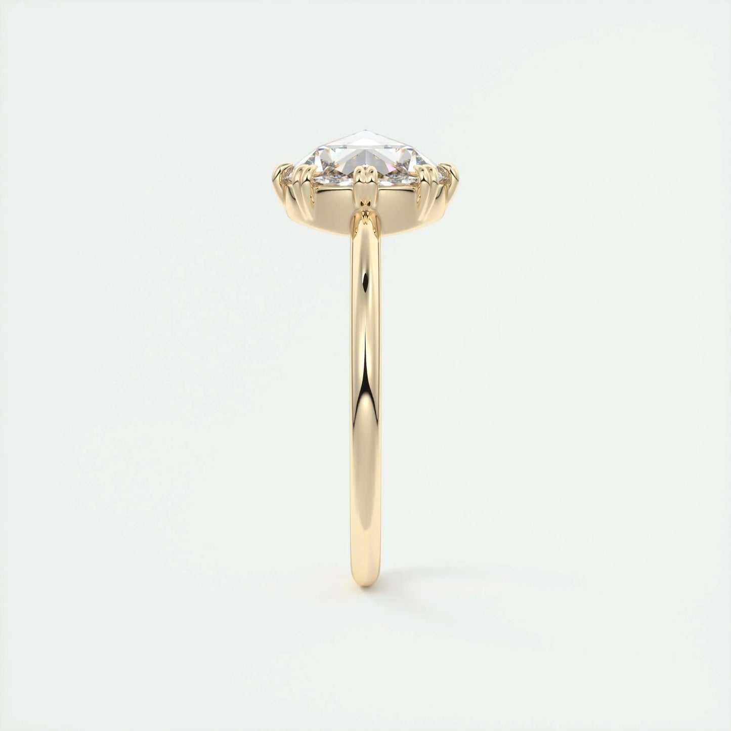 1.47 CT Round Rose Cut Solitaire Double Prong Moissanite Engagement Ring