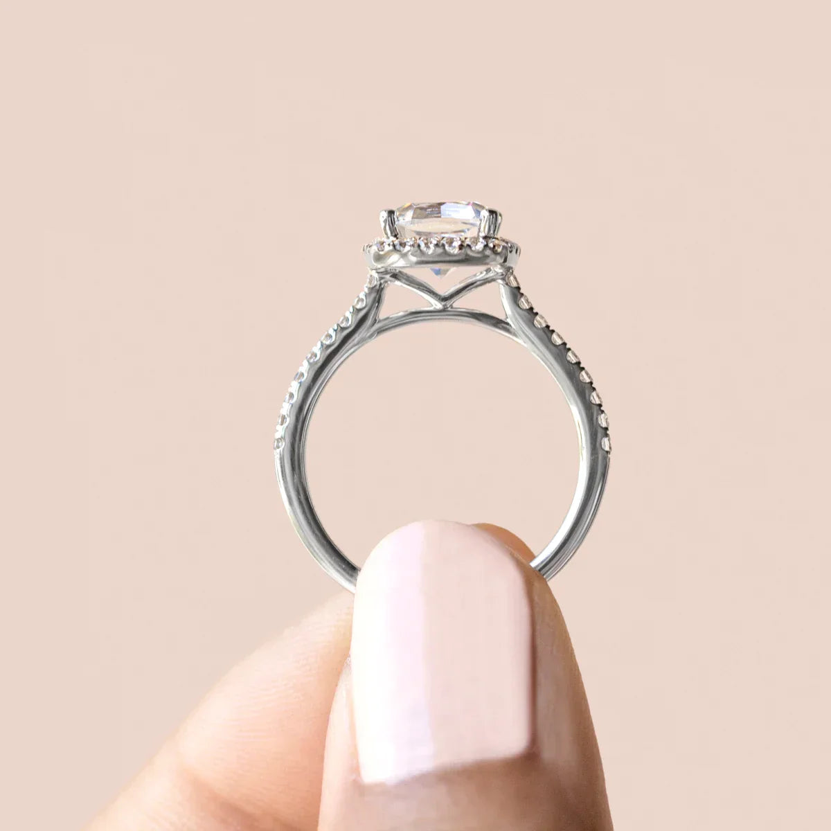 2.15 CT Cushion Cut Halo Moissanite Engagement Ring