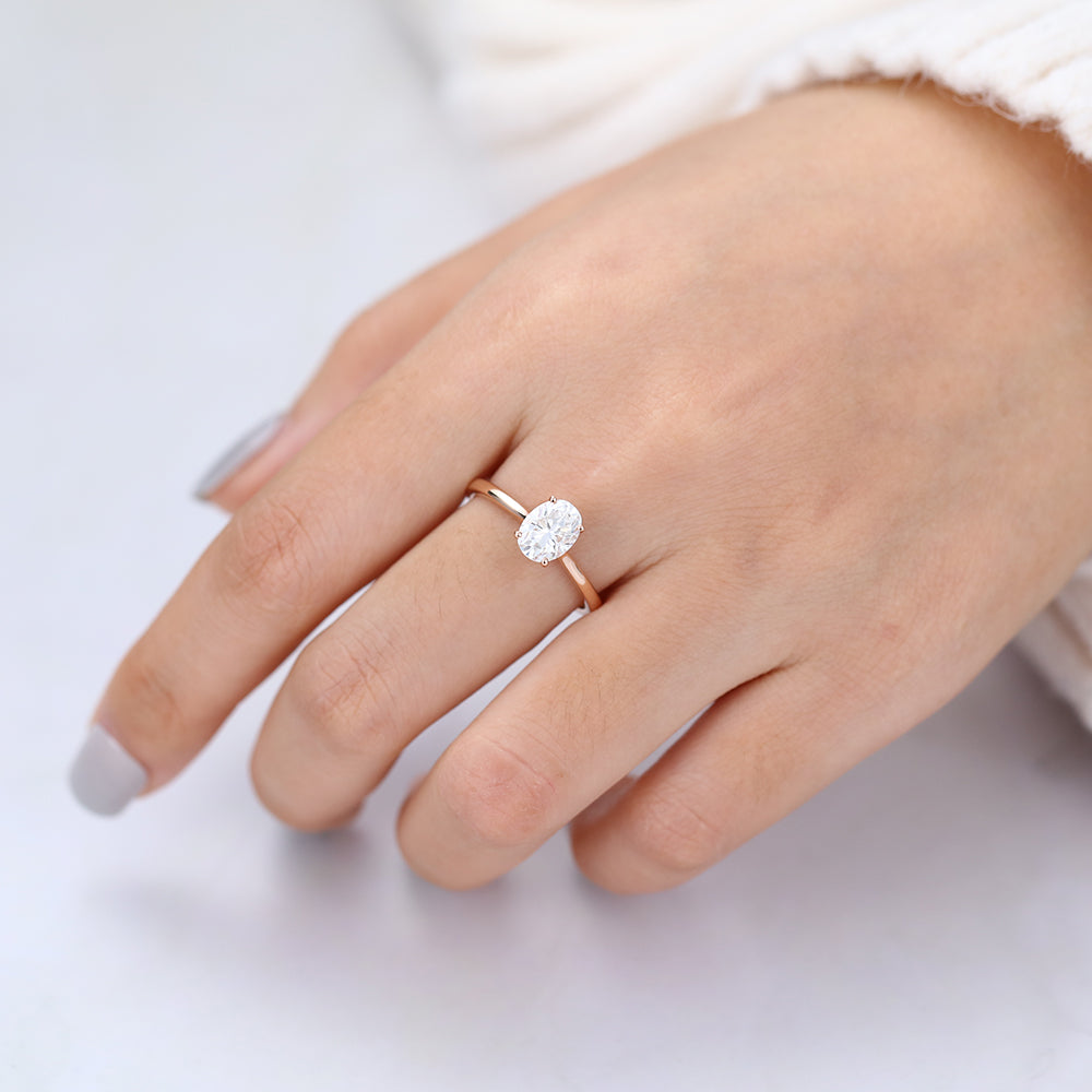 1.33 CT Oval Solitaire Moissanite Engagement Ring