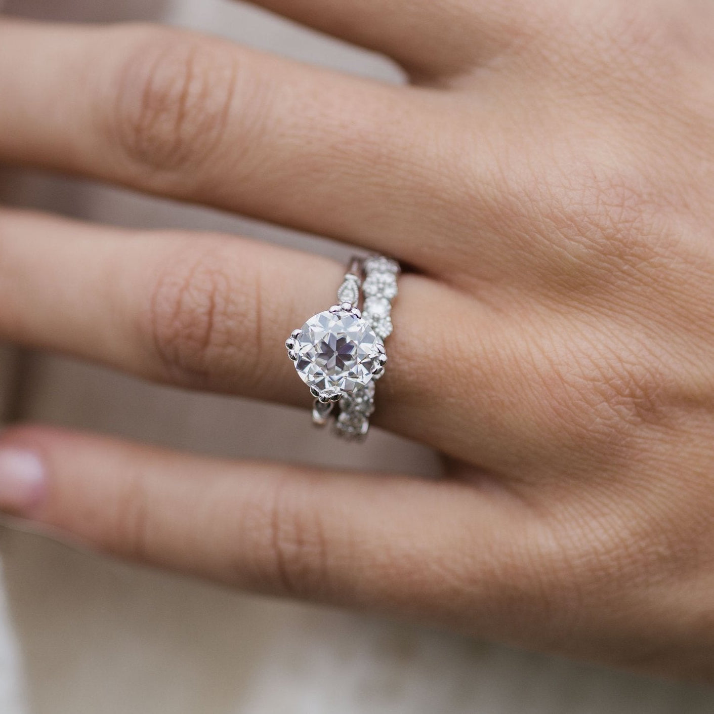 2.5 CT Round Vintage Pave Lab Grown Diamond Engagement Ring