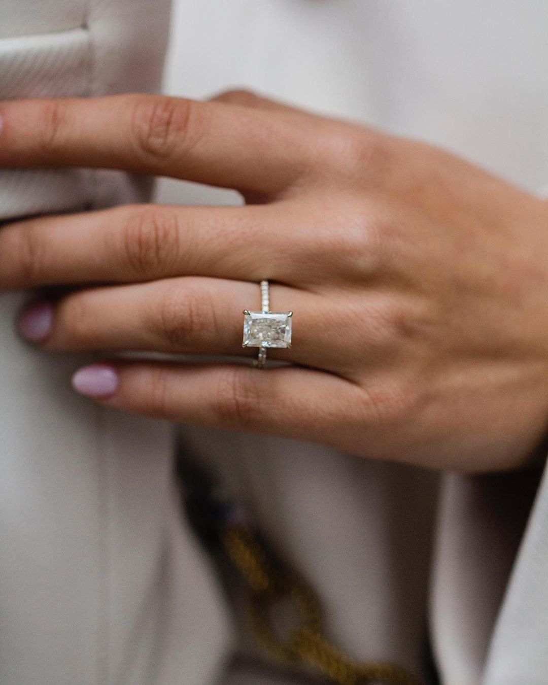 3.55 CT Radiant Hidden Halo Moissanite Engagement Ring