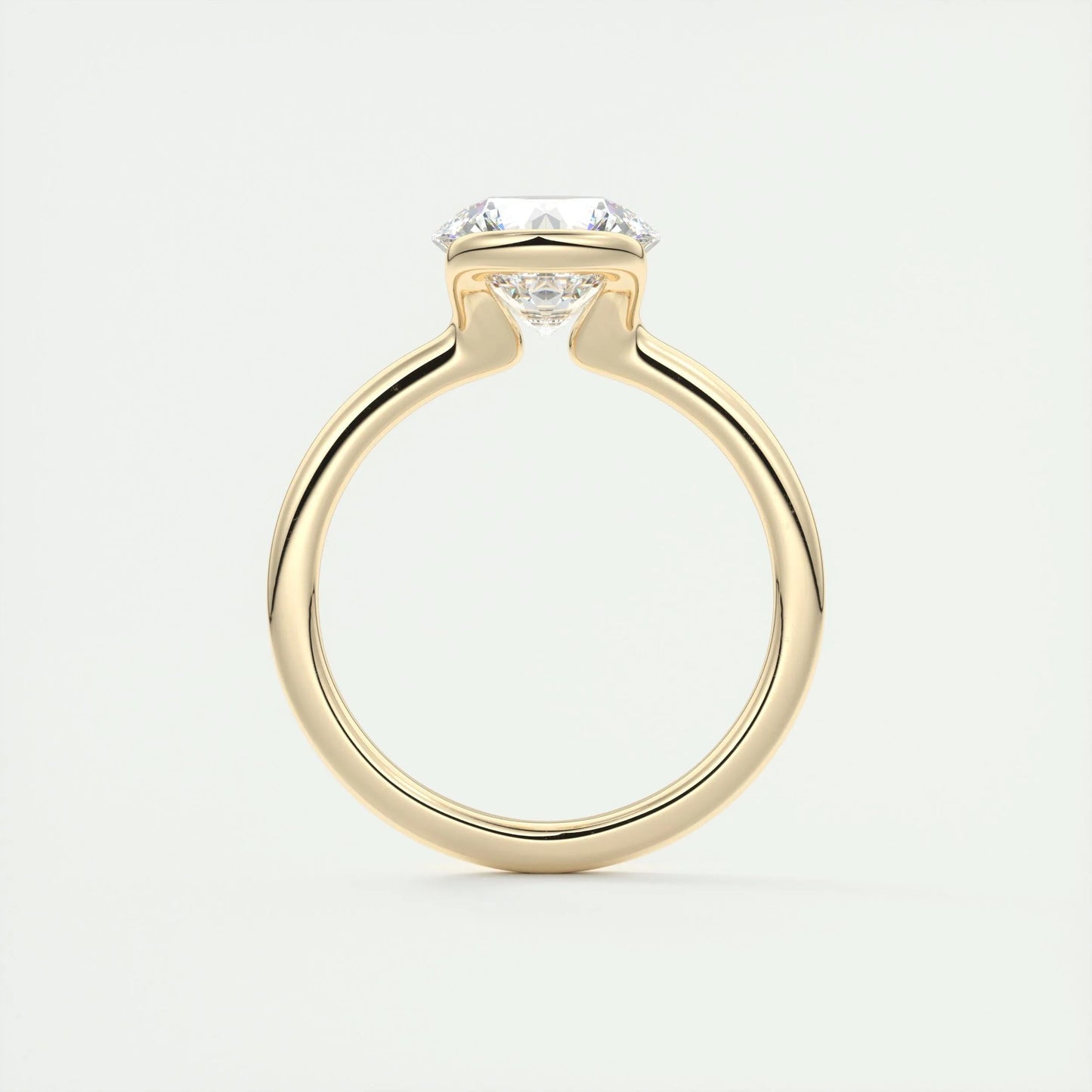 2.0 CT Round Cut Half Bezel Solitaire Moissanite Engagement Ring