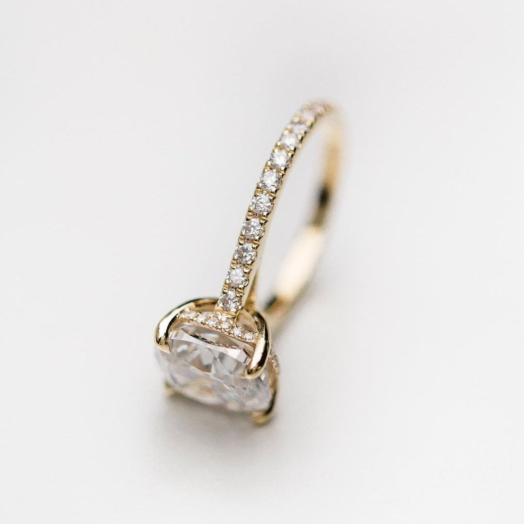4.65 CT Cushion Pave Lab Grown Diamond Engagement Ring