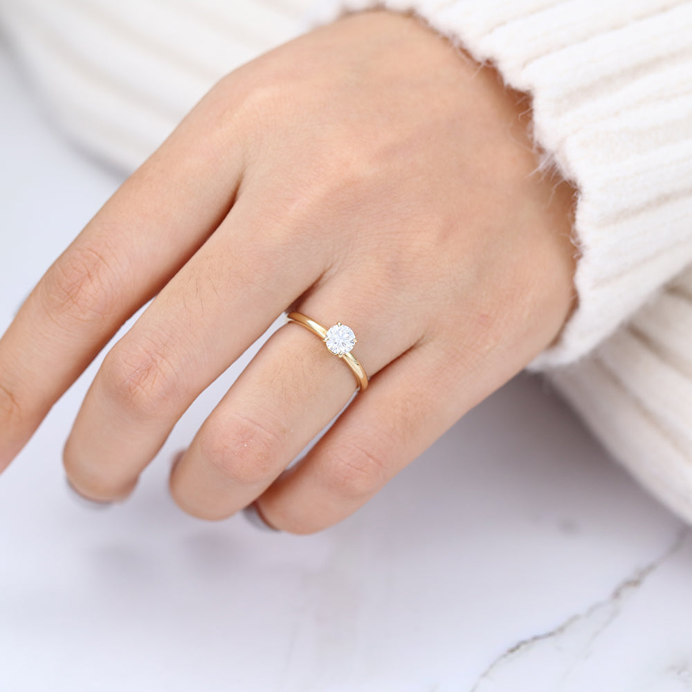 0.41 CT Round Solitaire Moissanite Engagement Ring