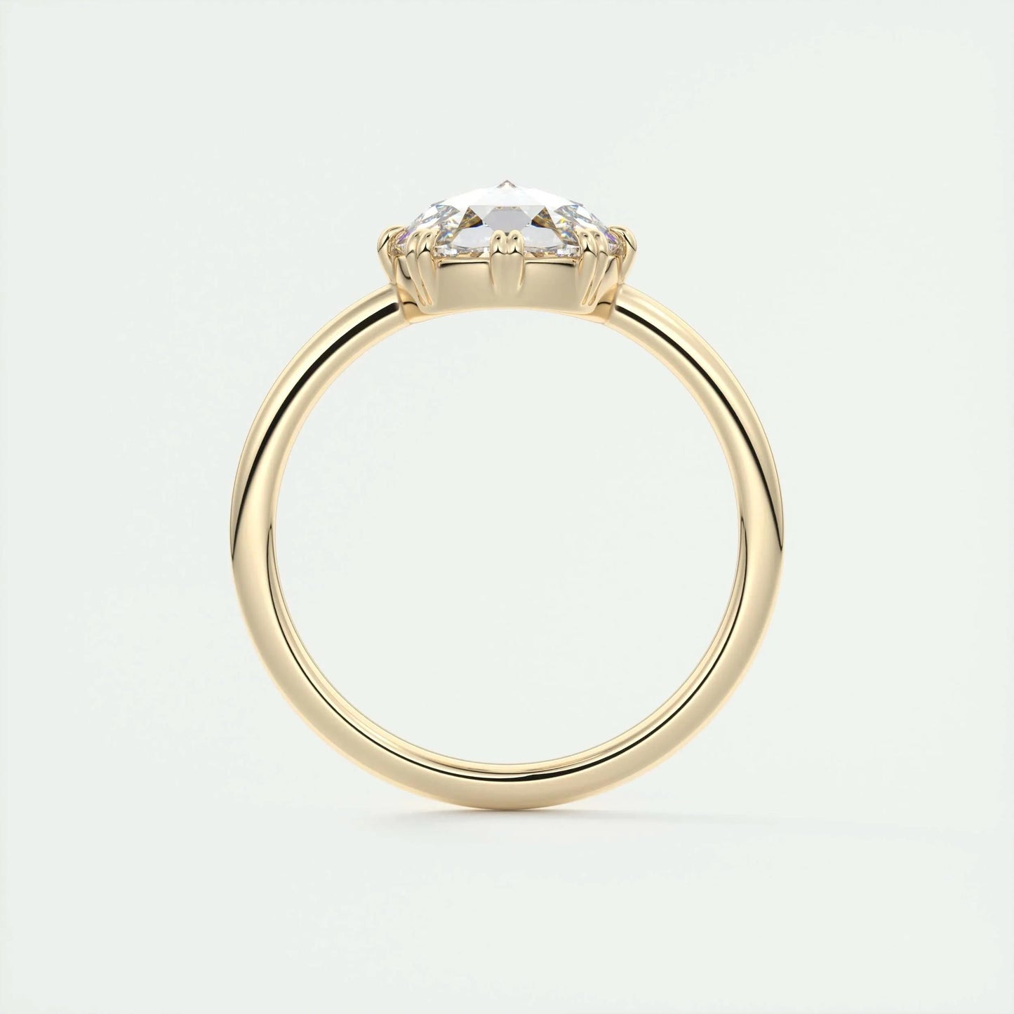 1.47 CT Round Rose Cut Solitaire Double Prong Moissanite Engagement Ring