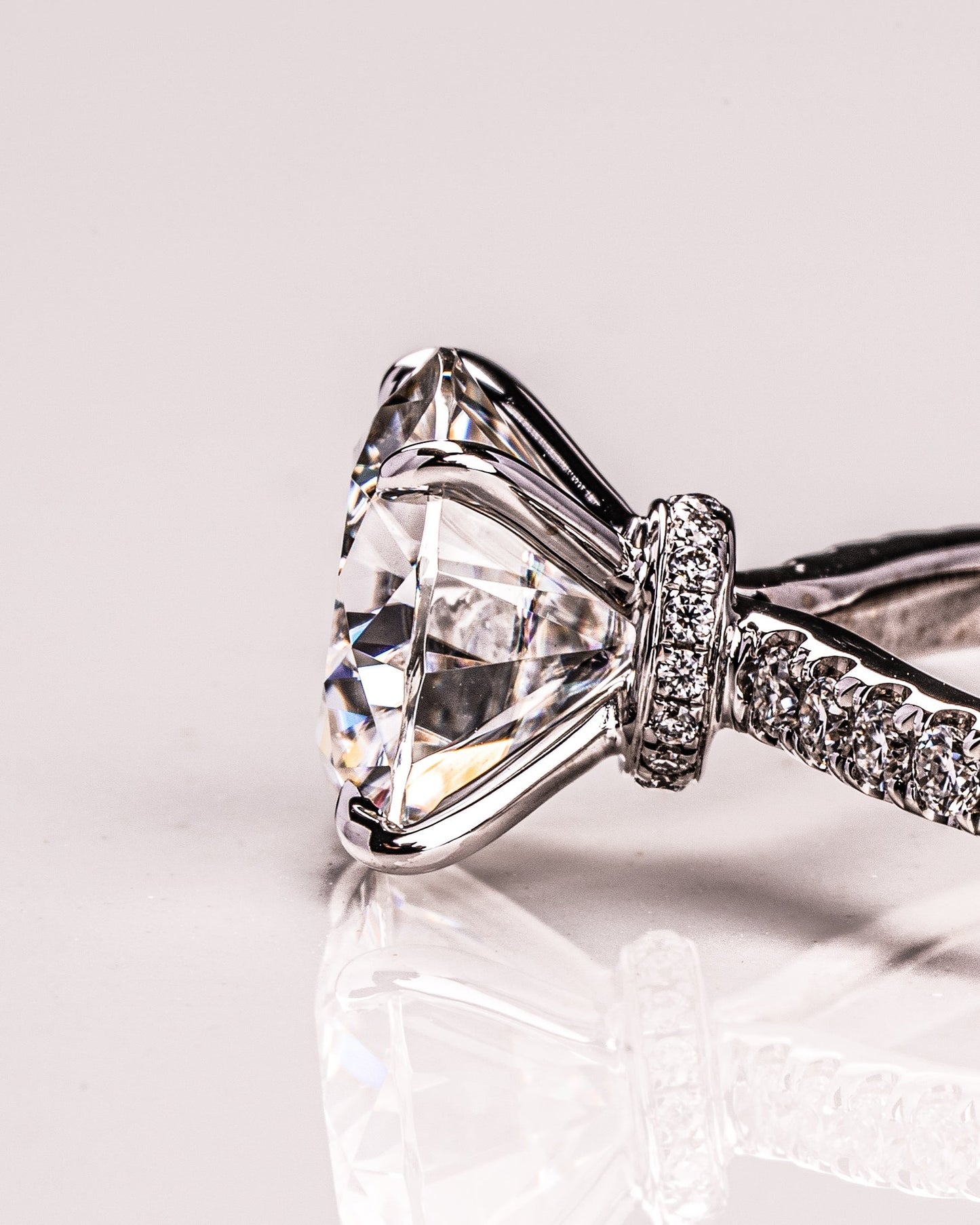 1.9 CT Round Hidden Halo Pave Moissanite Engagement Ring