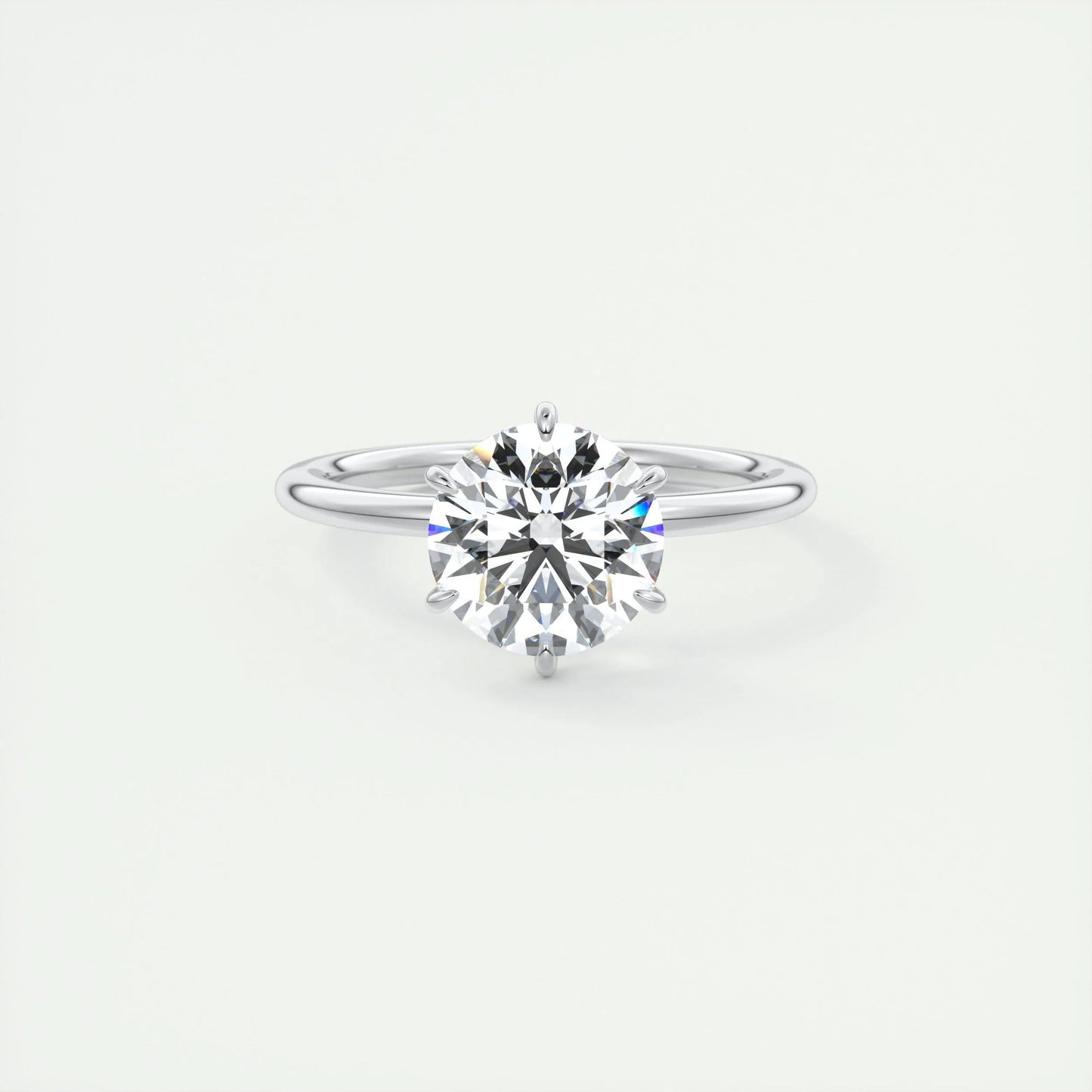 2.0 CT Round Cut Solitaire Moissanite Engagement Ring