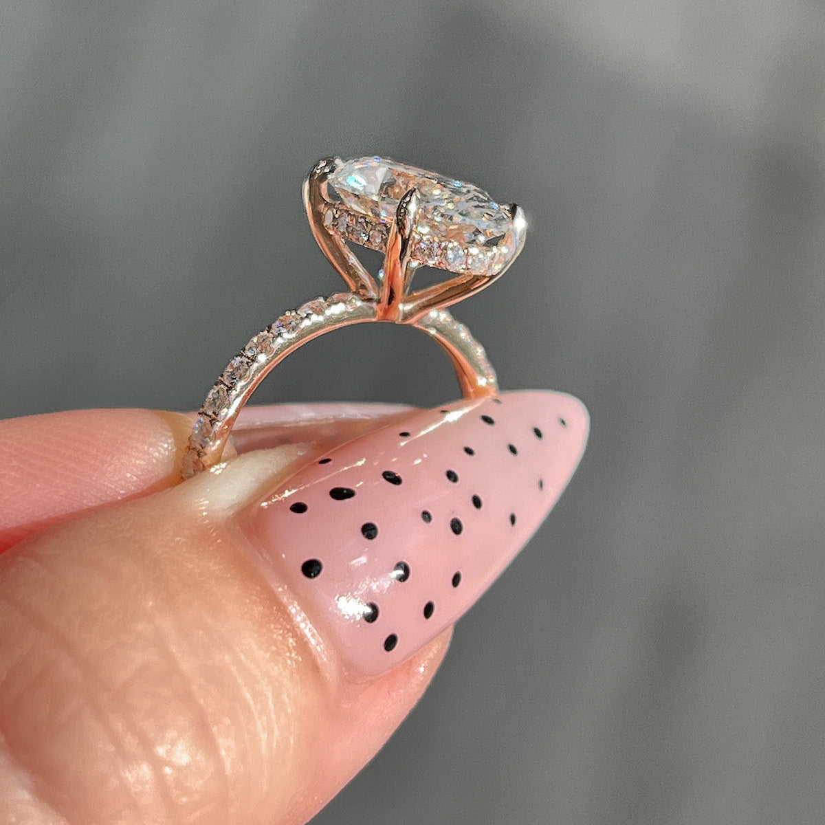 3.50 CT Oval Pave Moissanite Engagement Ring