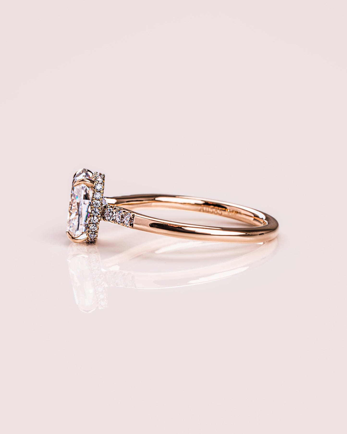 1.49 CT Cushion Cut Moissanite Solitaire Engagement Ring With Hidden Halo Setting
