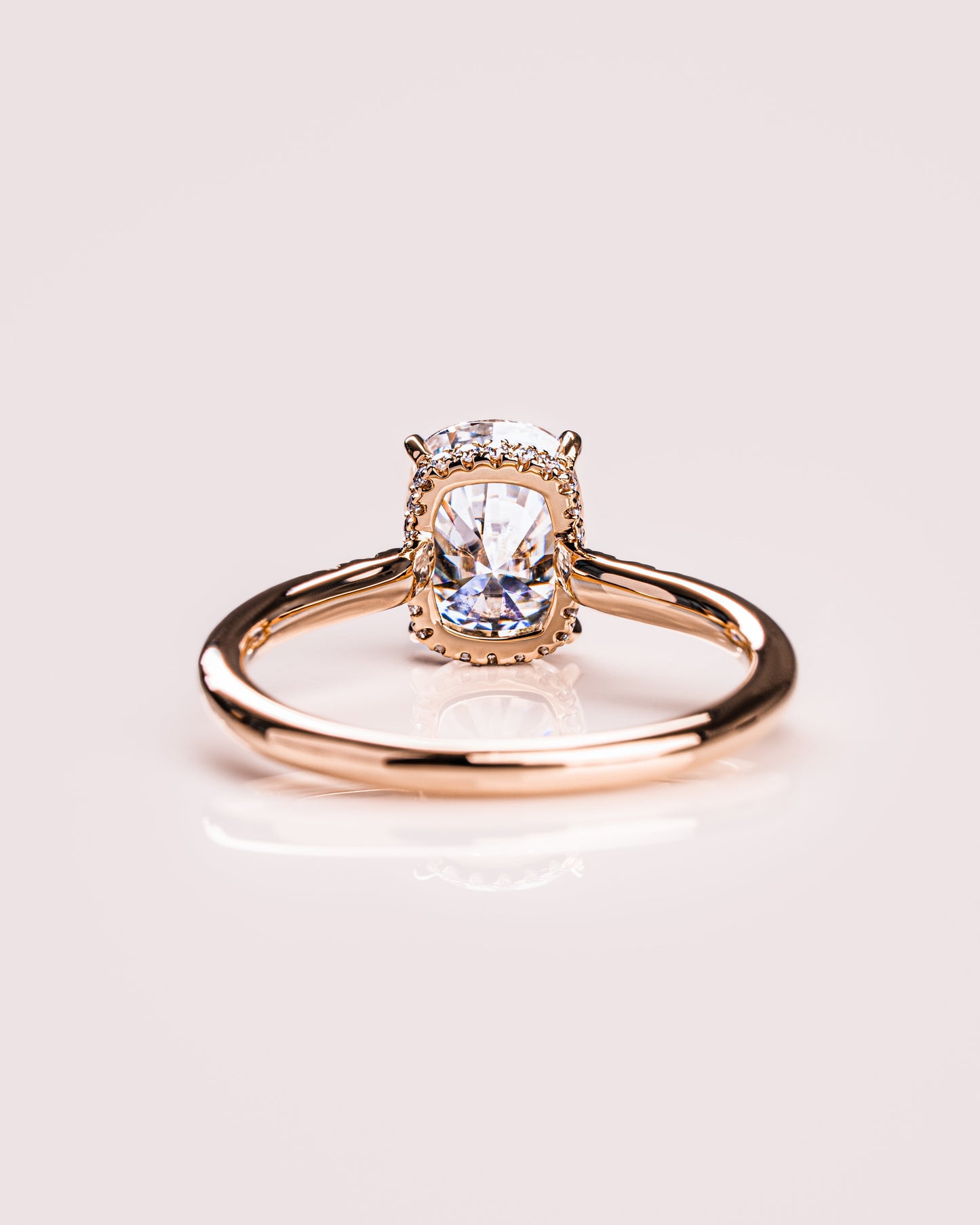 1.49 CT Cushion Cut Moissanite Solitaire Engagement Ring With Hidden Halo Setting