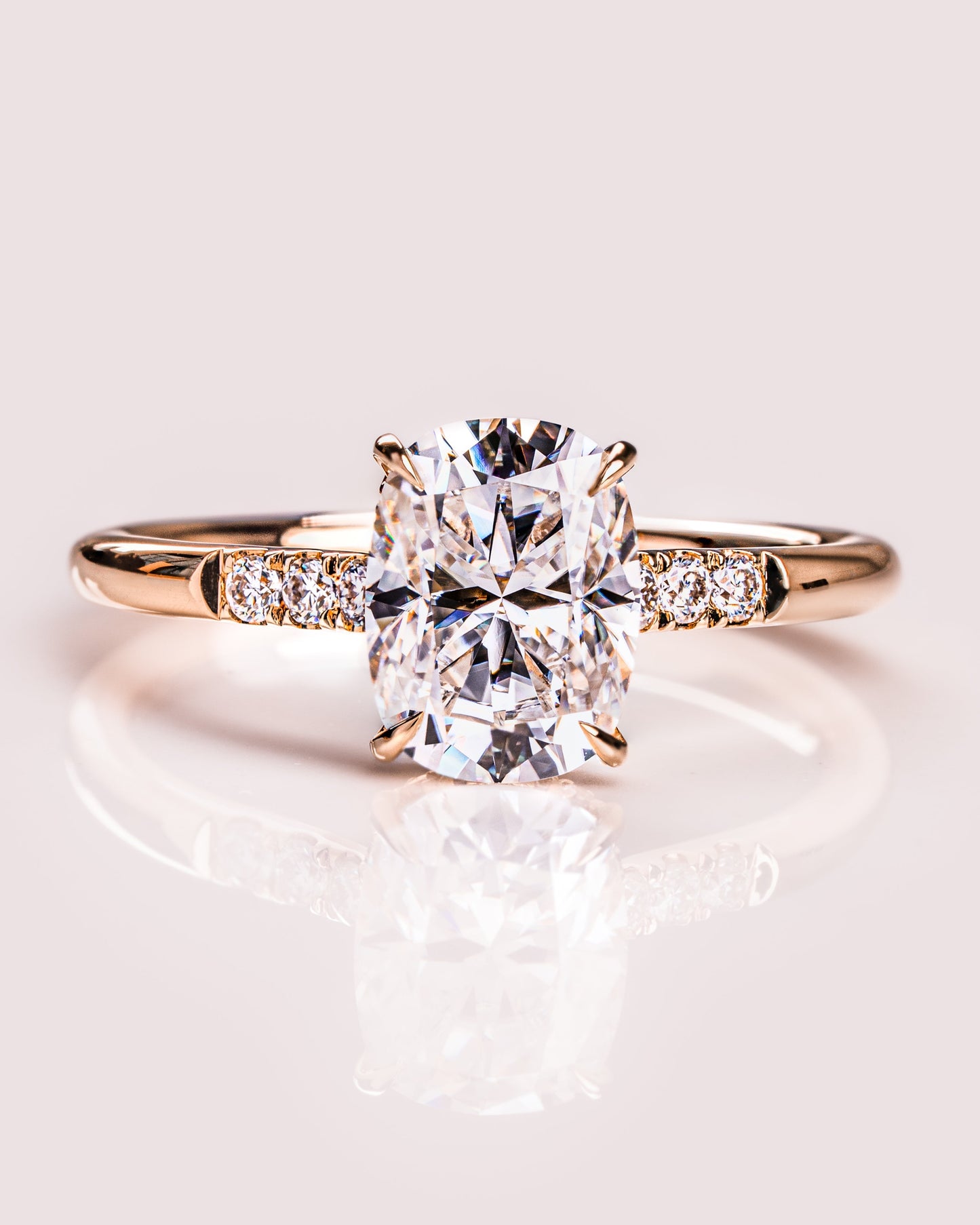 1.49 CT Cushion Cut Moissanite Solitaire Engagement Ring With Hidden Halo Setting