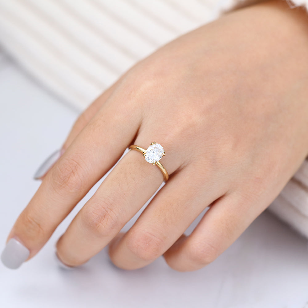 1.33 CT Oval Solitaire Moissanite Engagement Ring