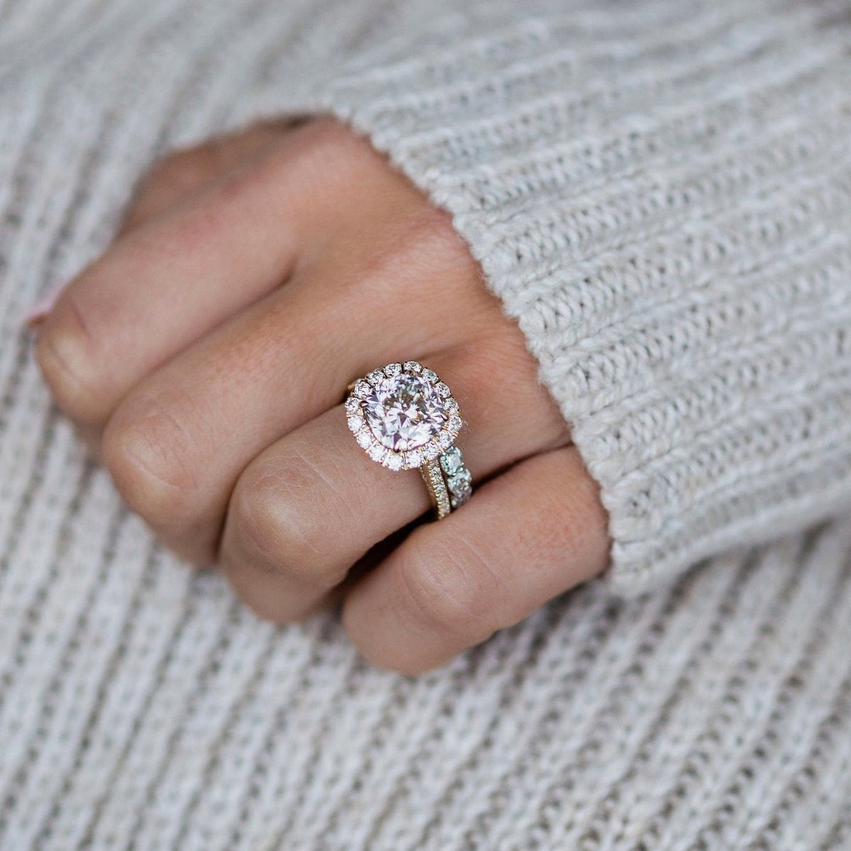 4 CT Cushion Halo & Pave Lab Grown Diamond Engagement Ring