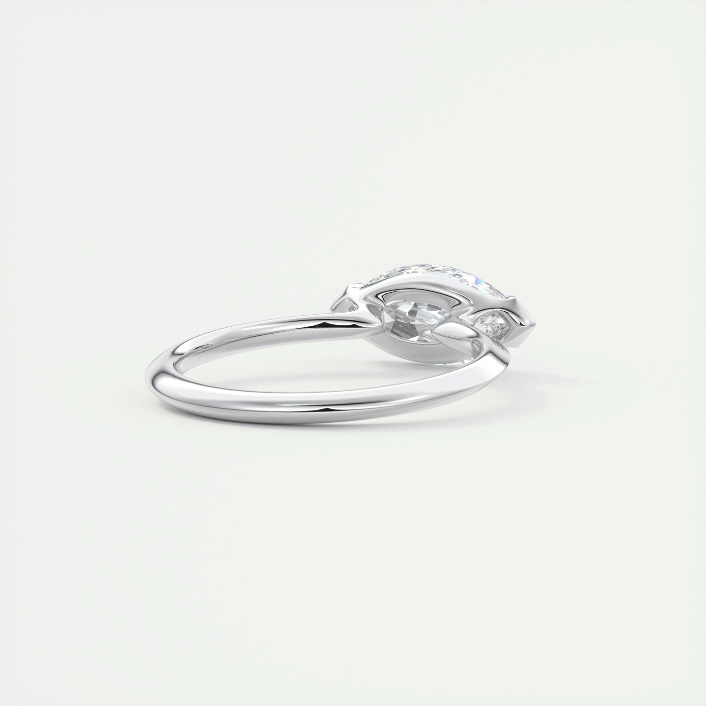 1.98 CT Marquise Half Bezel Solitaire Moissanite Engagement Ring