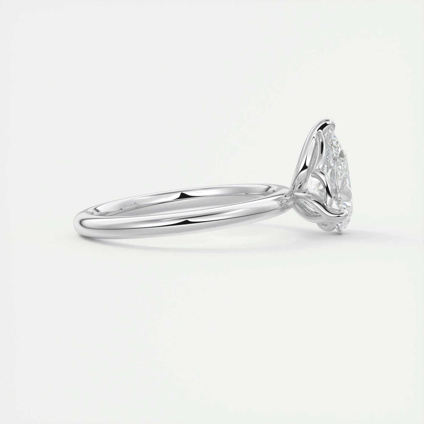 1.93 CT Pear Cut Solitaire Moissanite Engagement Ring