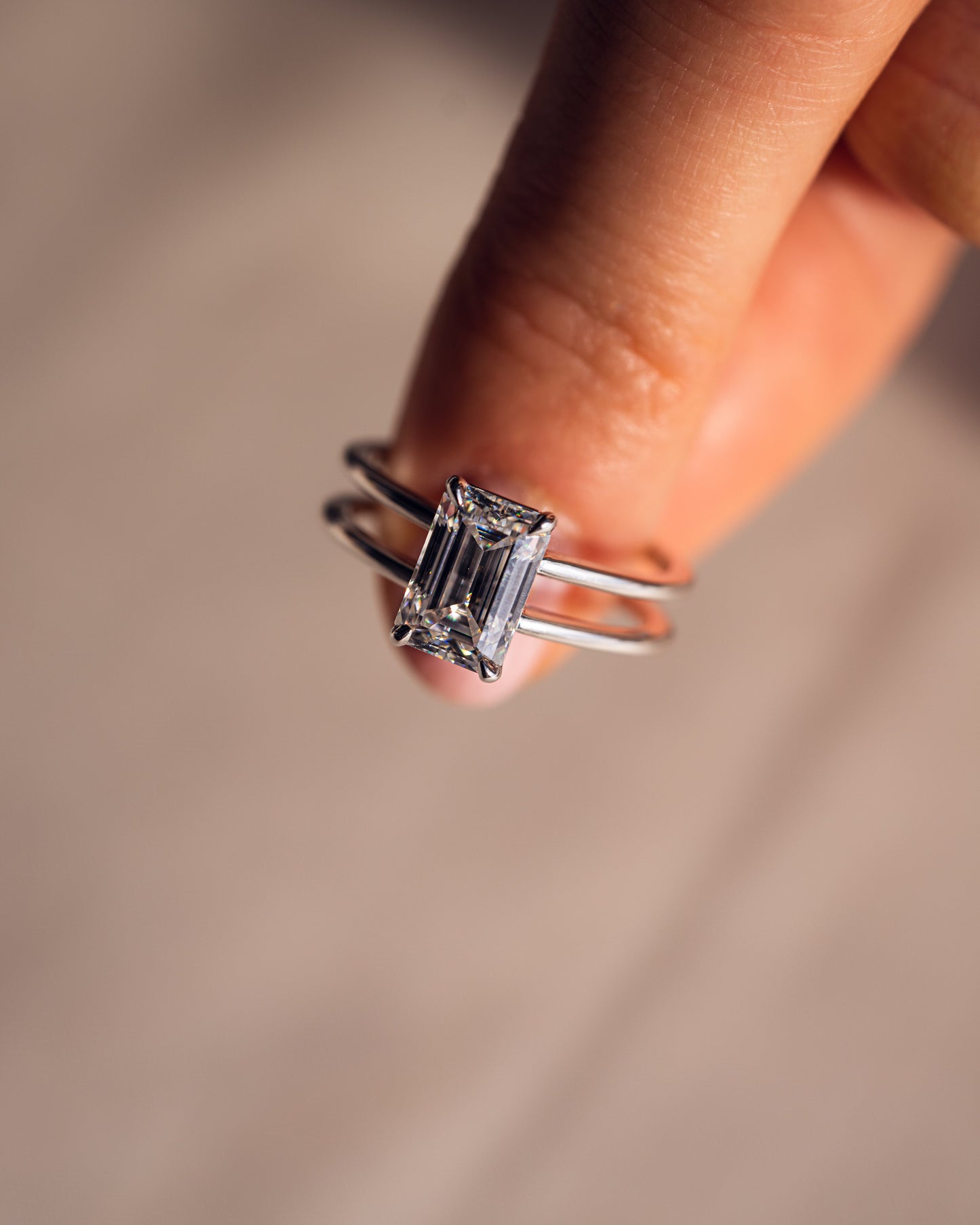 2.30 CT Emerald Cut Solitaire Moissanite Engagement Ring