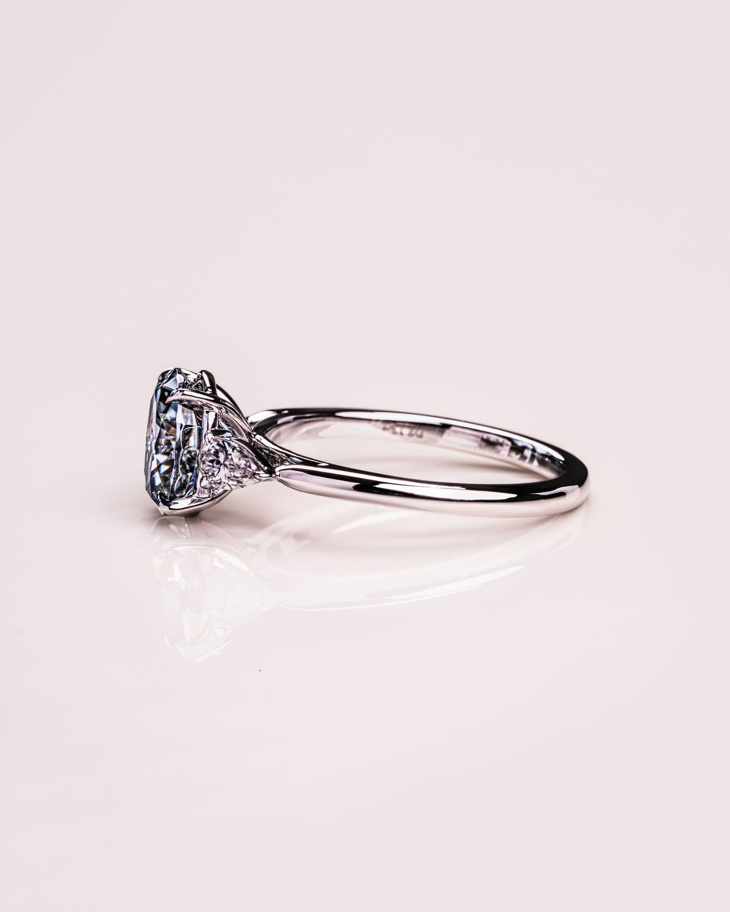 1.91 CT Oval Cut Three Stone Moissanite Engagement Ring