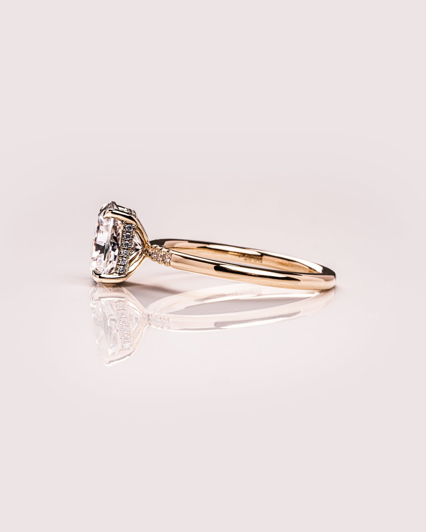 2.15 CT Cushion Cut Moissanite Solitaire Engagement Ring With Hidden Halo Setting