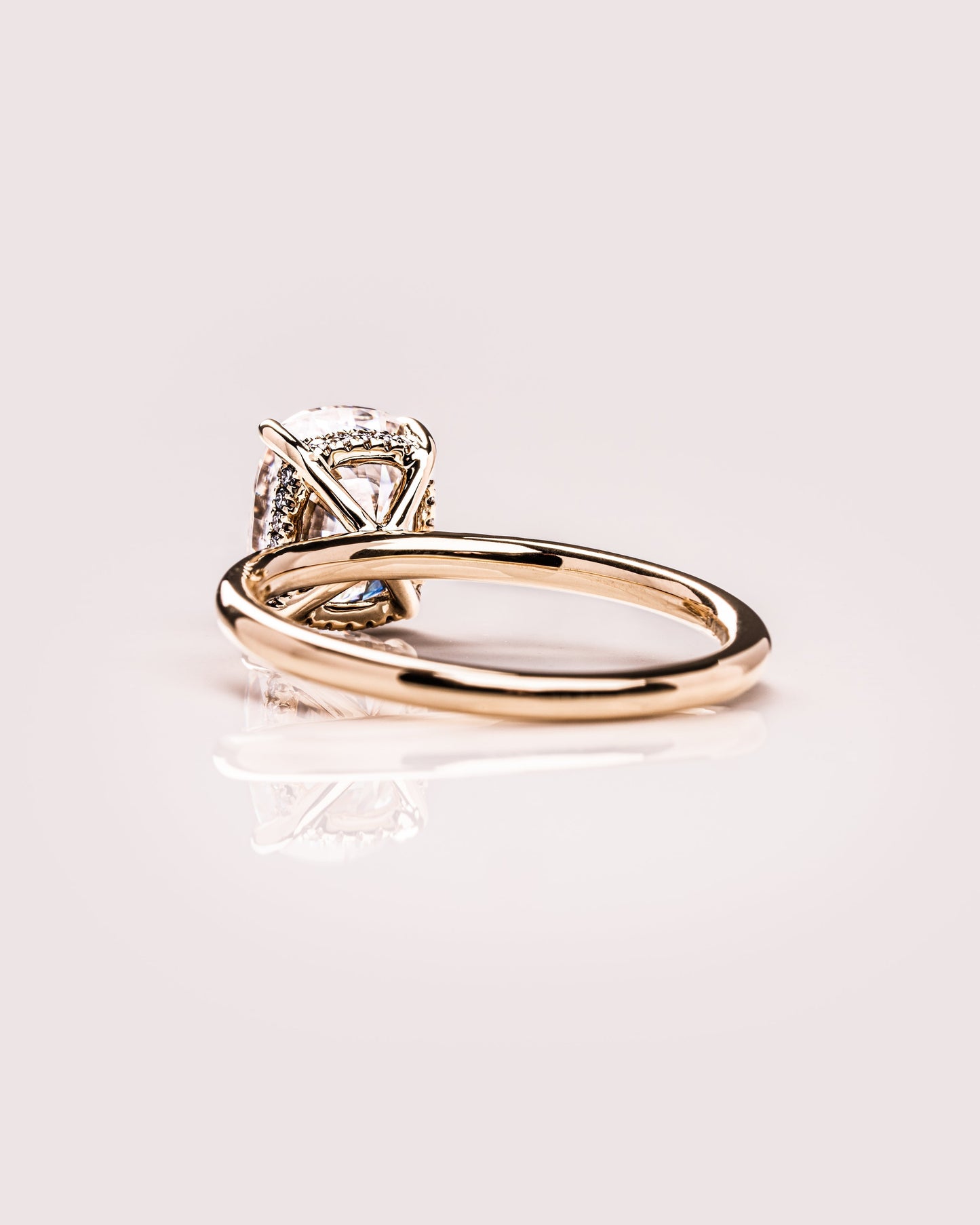 2.15 CT Cushion Cut Moissanite Solitaire Engagement Ring With Hidden Halo Setting