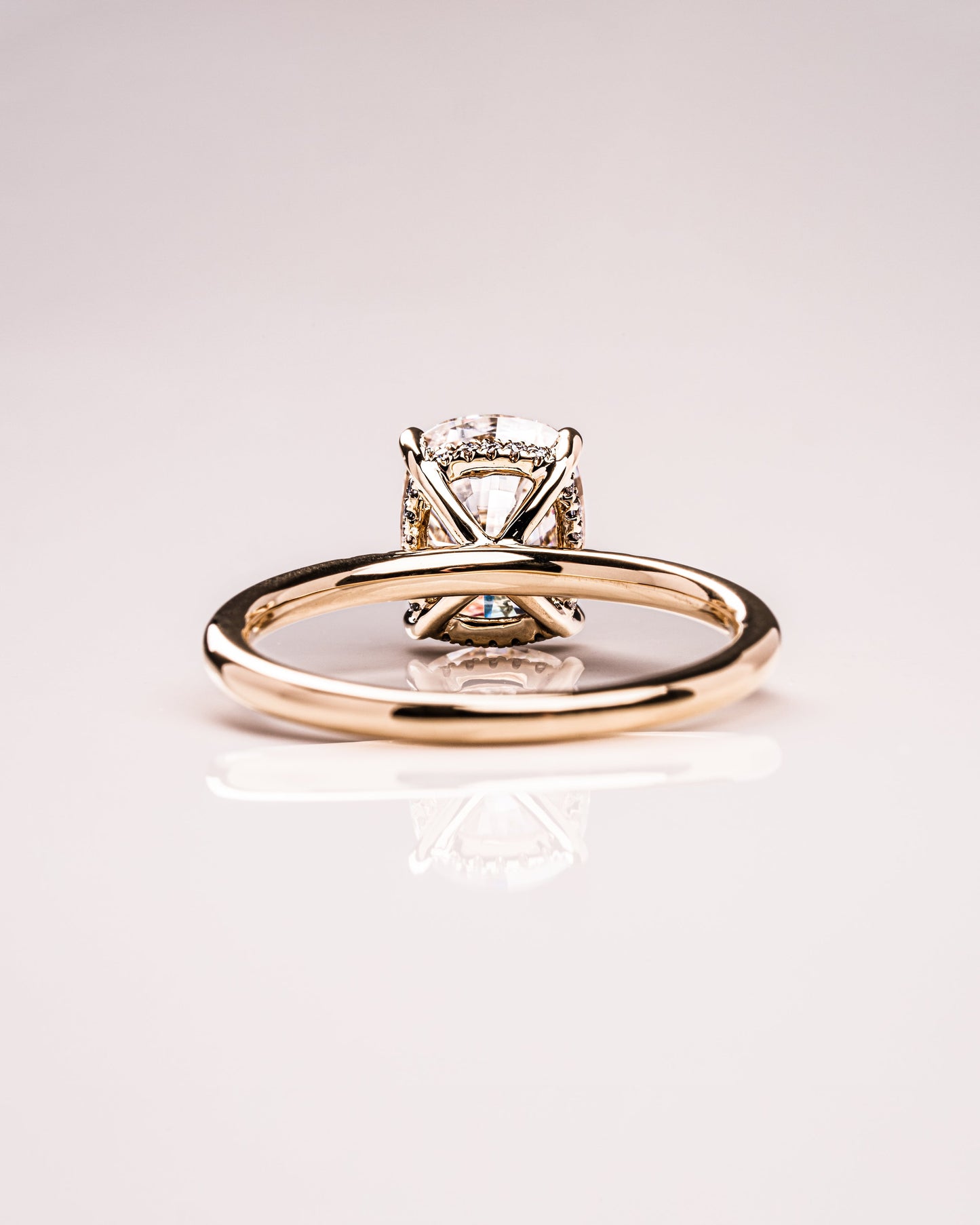 2.15 CT Cushion Cut Moissanite Solitaire Engagement Ring With Hidden Halo Setting