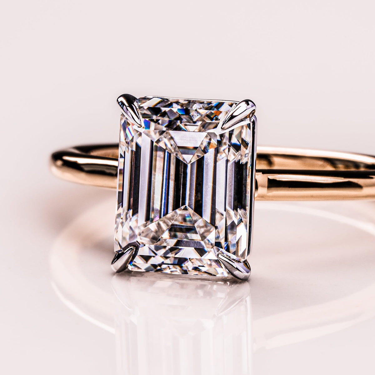 2.3 CT Emerald Solitaire Moissanite Engagement Ring