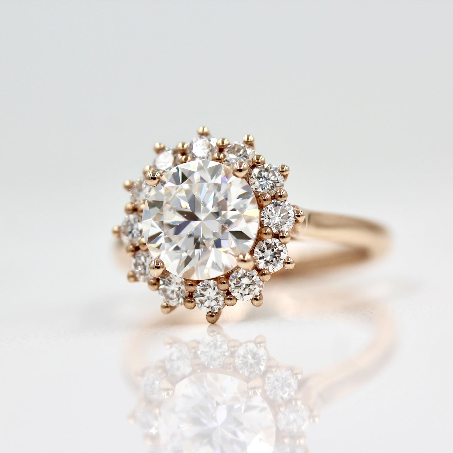 1.80 CT Round Cut Halo Moissanite Engagement Ring