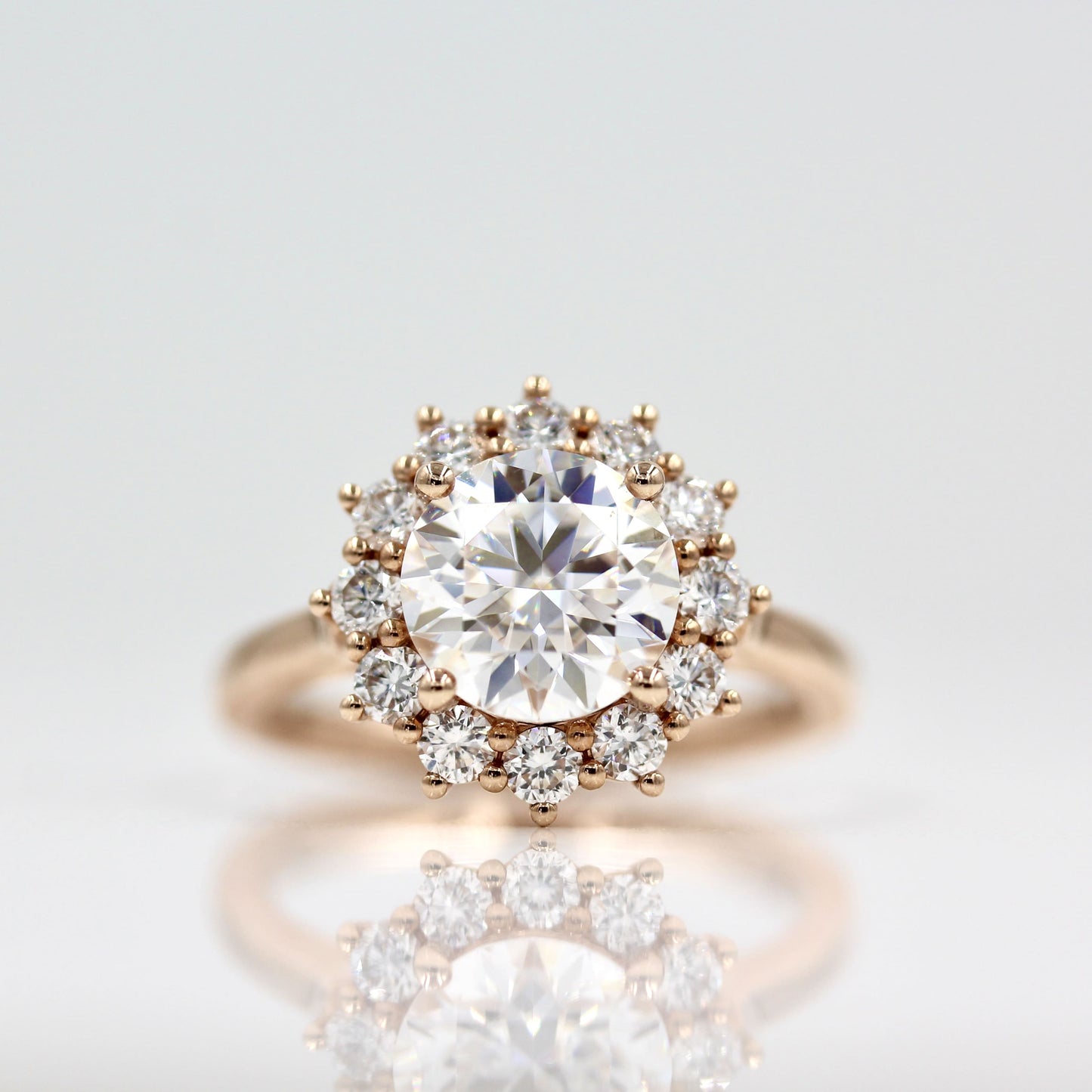 1.80 CT Round Cut Halo Moissanite Engagement Ring