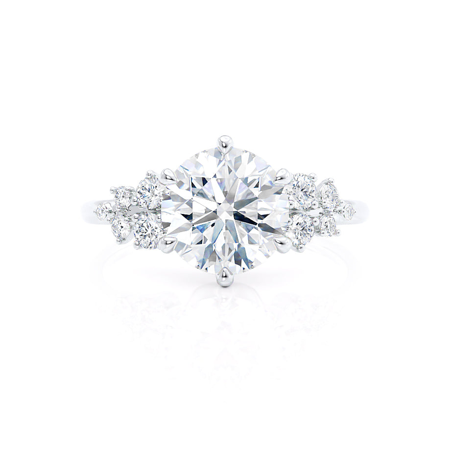 1.0 CT Round Cut Moissanite Cluster Style Engagement Ring