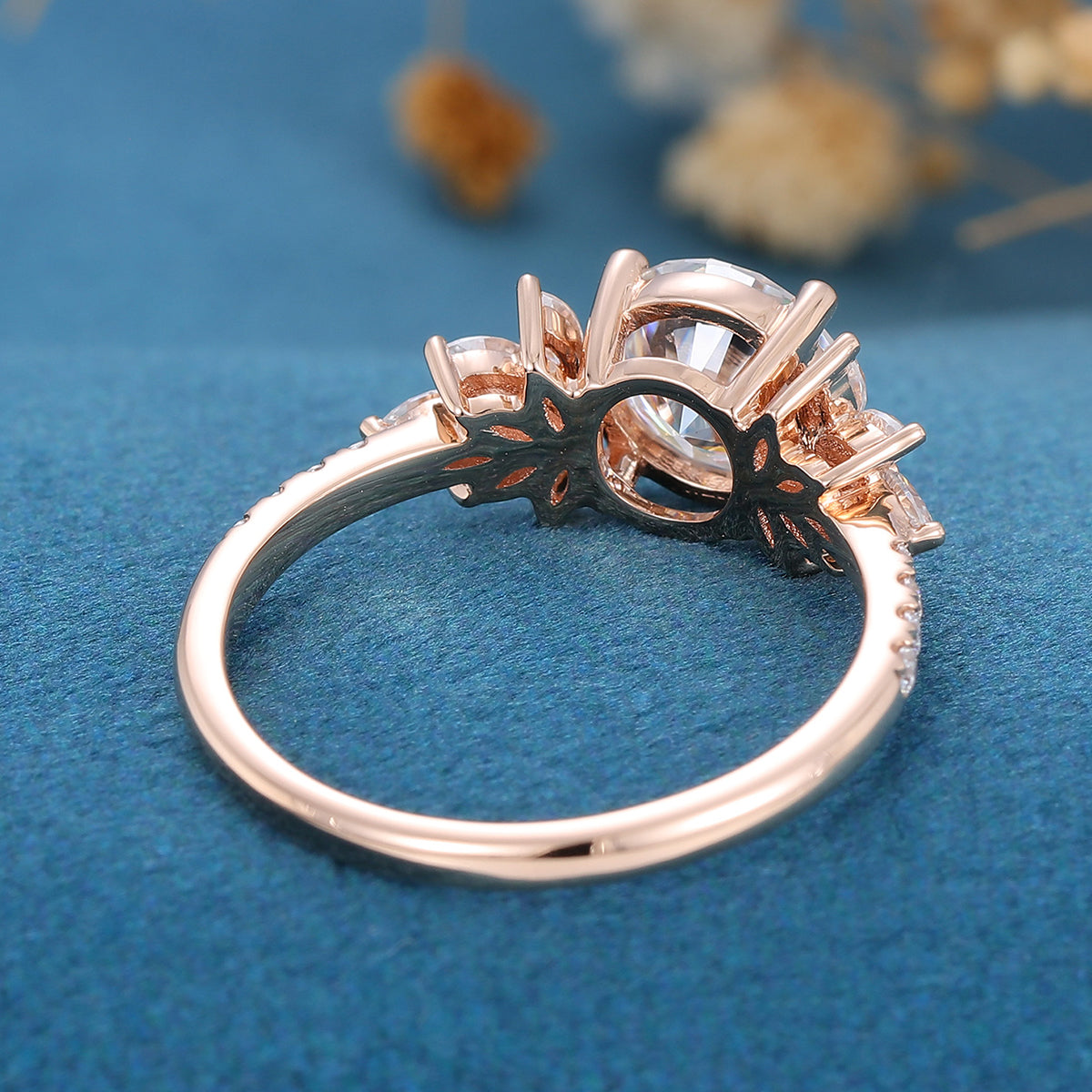 1.1 CT Round Cluster Lab Grown Diamond Engagement Ring