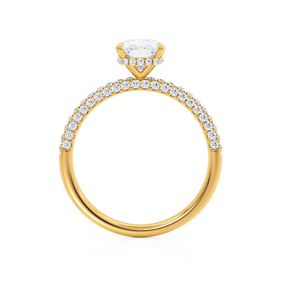 3.34 CT Elongated Cushion Hidden Halo & Pave Lab Grown Diamond Engagement Ring