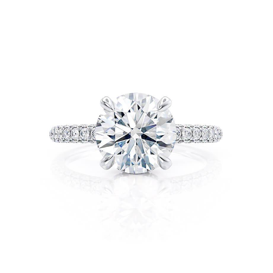 1.0 CT Round Shaped Moissanite Hidden Halo Style Engagement Ring