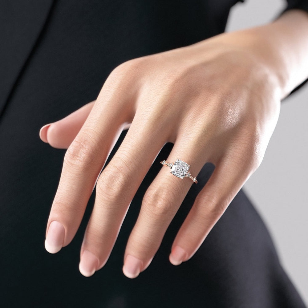 2.15 CT Cushion Cut Milgrain Vintage Style Engagement Ring