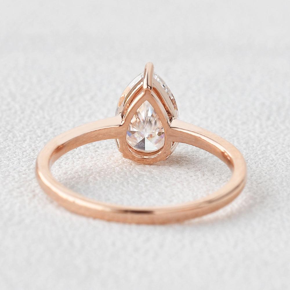 1.93 CT Pear Cut Solitaire Moissanite Engagement Ring